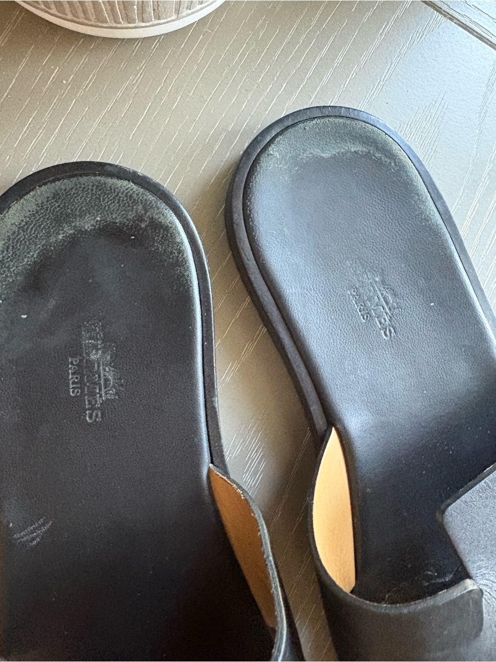 Hermes Izmir Black Leather Slide Sandals - Picture 8 of 11